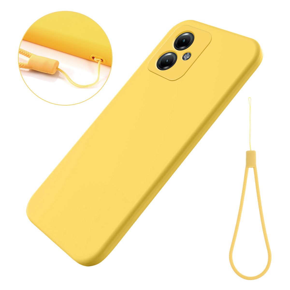 For Motorola Moto G64 5G Phone Case Liquid Silicone Drop-proof Phone Cover with Wrist Strap For Motorola Moto G64 5G Phone Case Liquid Silicone Drop-proof Phone Cover with Wrist Strap